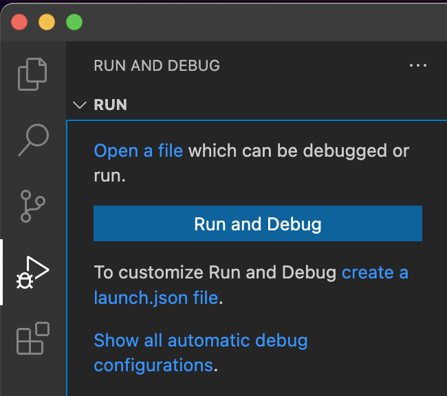 Run and Debug View